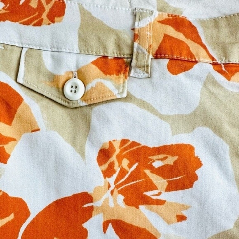 Chico's Womens Orange Tan Floral Print Capris Size 1.5 (US 10) Stretch Cotton VG - Picture 6 of 7